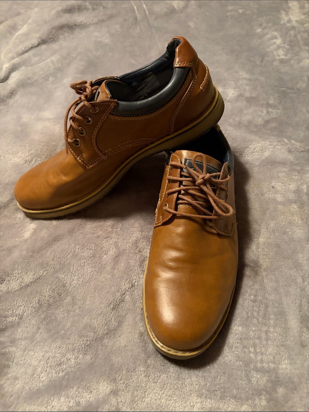 Izod Men's Brown Leather Derby Lace-Up Shoes